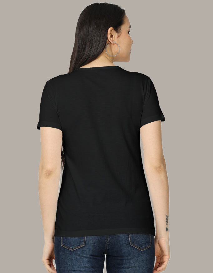 Back view of Women's Classic T-Shirt in black, featuring short sleeves and a relaxed fit, ideal for travel and everyday adventure wear.