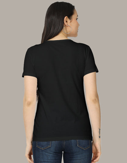 Back view of Women's Classic T-Shirt in black, featuring short sleeves and a relaxed fit, ideal for travel and everyday adventure wear.
