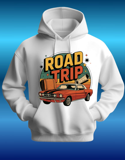 Road Trip Hoodie – Retro Vintage Car Sweatshirt with Classic Mustang Design